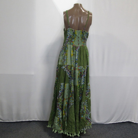 Anthropologie Barok Paris Sleeveless V-Neck Tiered Dress Green - Picture 6 of 10